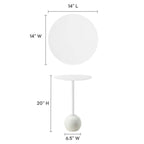 EEI-6606 Aliza Round White Marble Side Table by Modway