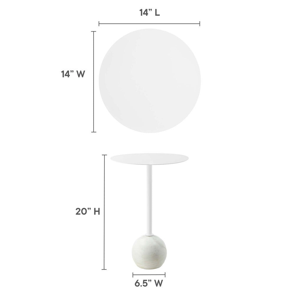 EEI-6606 Aliza Round White Marble Side Table by Modway