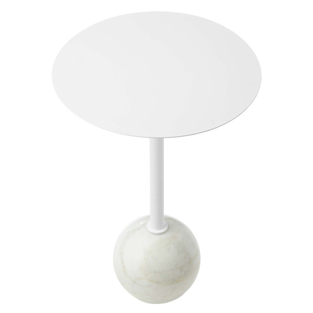 EEI-6606 Aliza Round White Marble Side Table by Modway