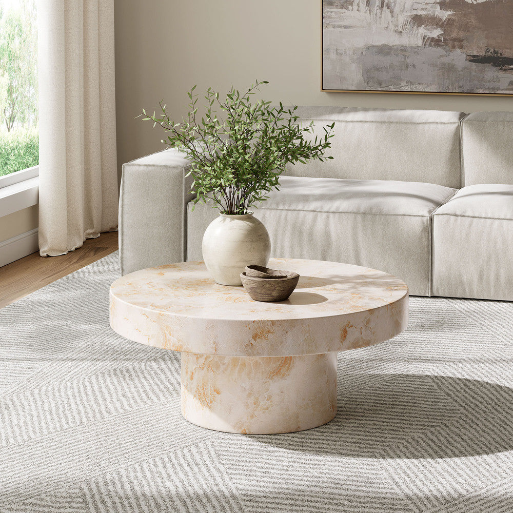 Modway Alora Indoor - Outdoor Patio Concrete Round Coffee Table by Modway-EEI-7091