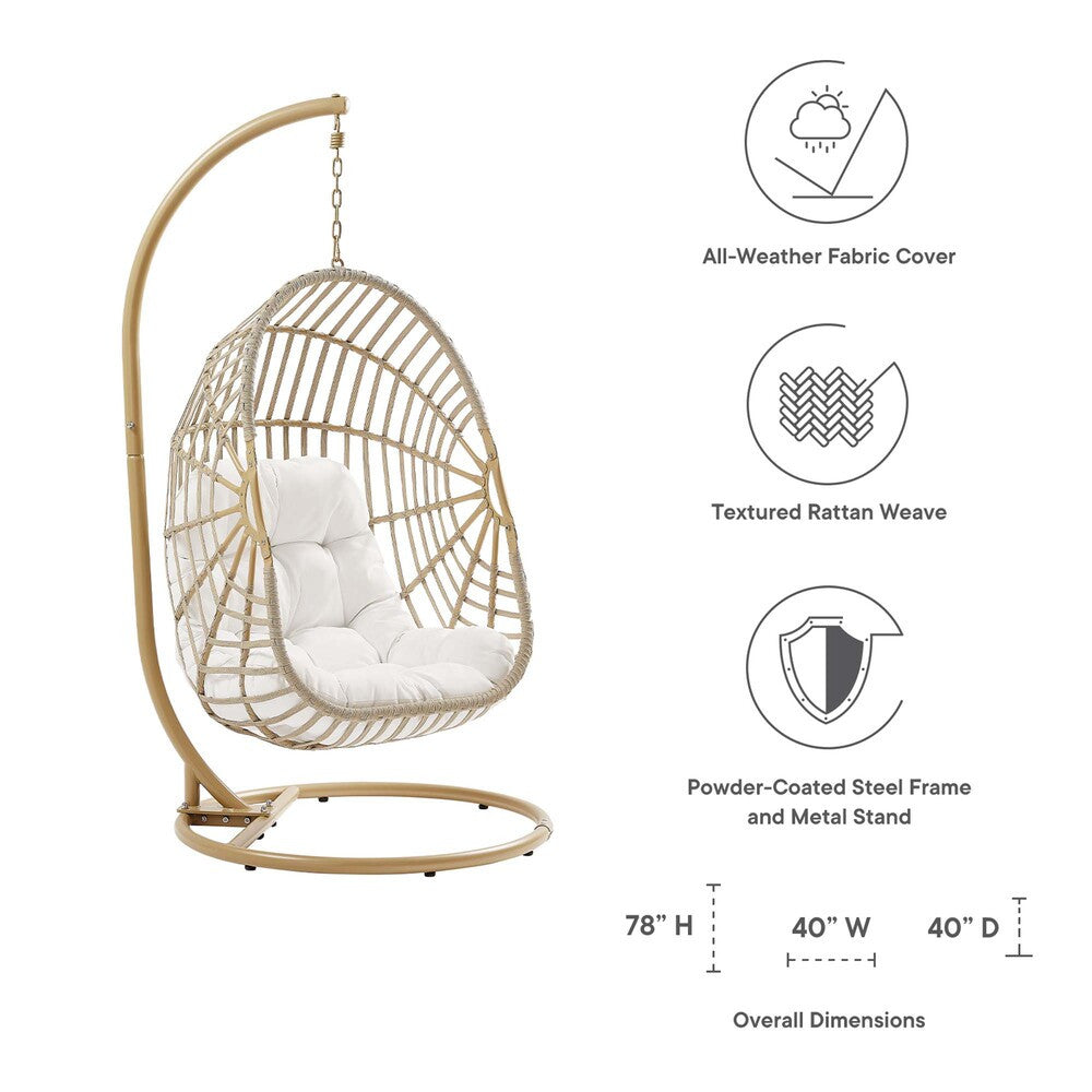 EEI-6337-NAT-WHI Amalie Wicker Rattan Outdoor Patio Rattan Swing Chair by Modway