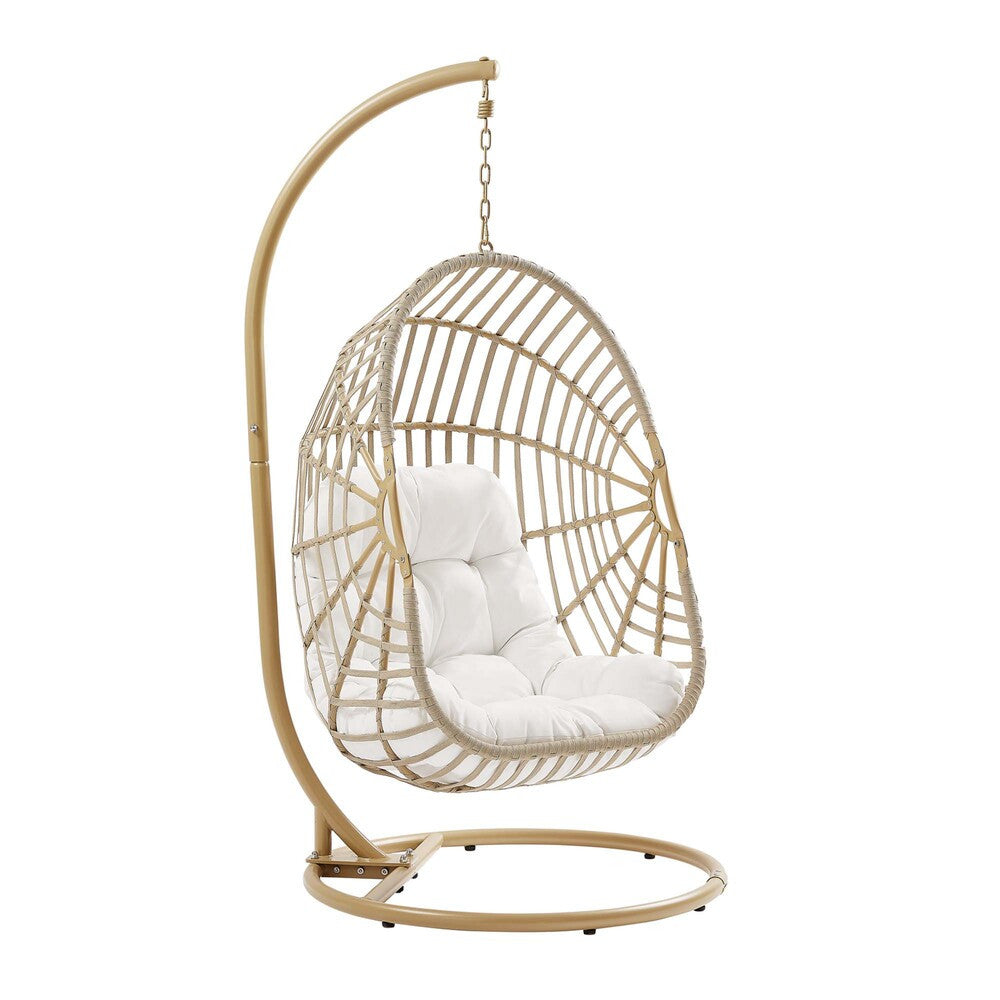 EEI-6337-NAT-WHI Amalie Wicker Rattan Outdoor Patio Rattan Swing Chair by Modway