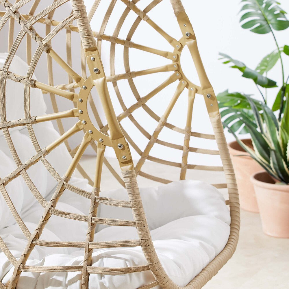 EEI-6261-NAT-WHI Amalie Wicker Rattan Outdoor Patio Rattan Swing Chair without Stand by Modway