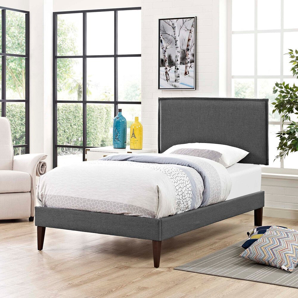 Modway Amaris Fabric Twin Platform Bed with Squared Tapered Legs by Modway-MOD-5906-GRY