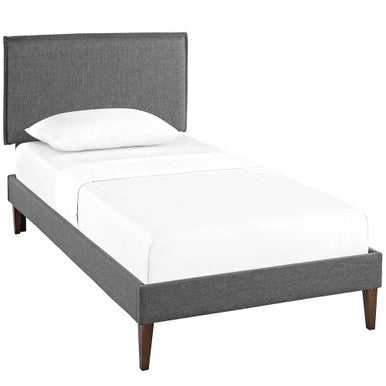 Modway MOD-5906-GRY Amaris Fabric Twin Platform Bed with Squared Tapered Legs Gray