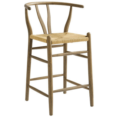 Modway EEI-7206-GRY Amish Wood Counter Stool Weathered Gray Teak