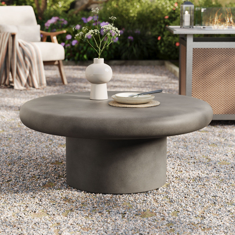 Modway Argos Indoor - Outdoor Patio Concrete Round Coffee Table by Modway-EEI-7092