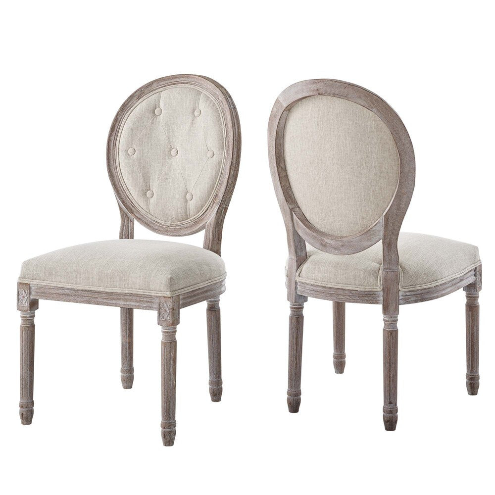 Modway Arise Vintage French Upholstered Fabric Dining Side Chair Set of 2 by Modway-EEI-3105-BEI-SET