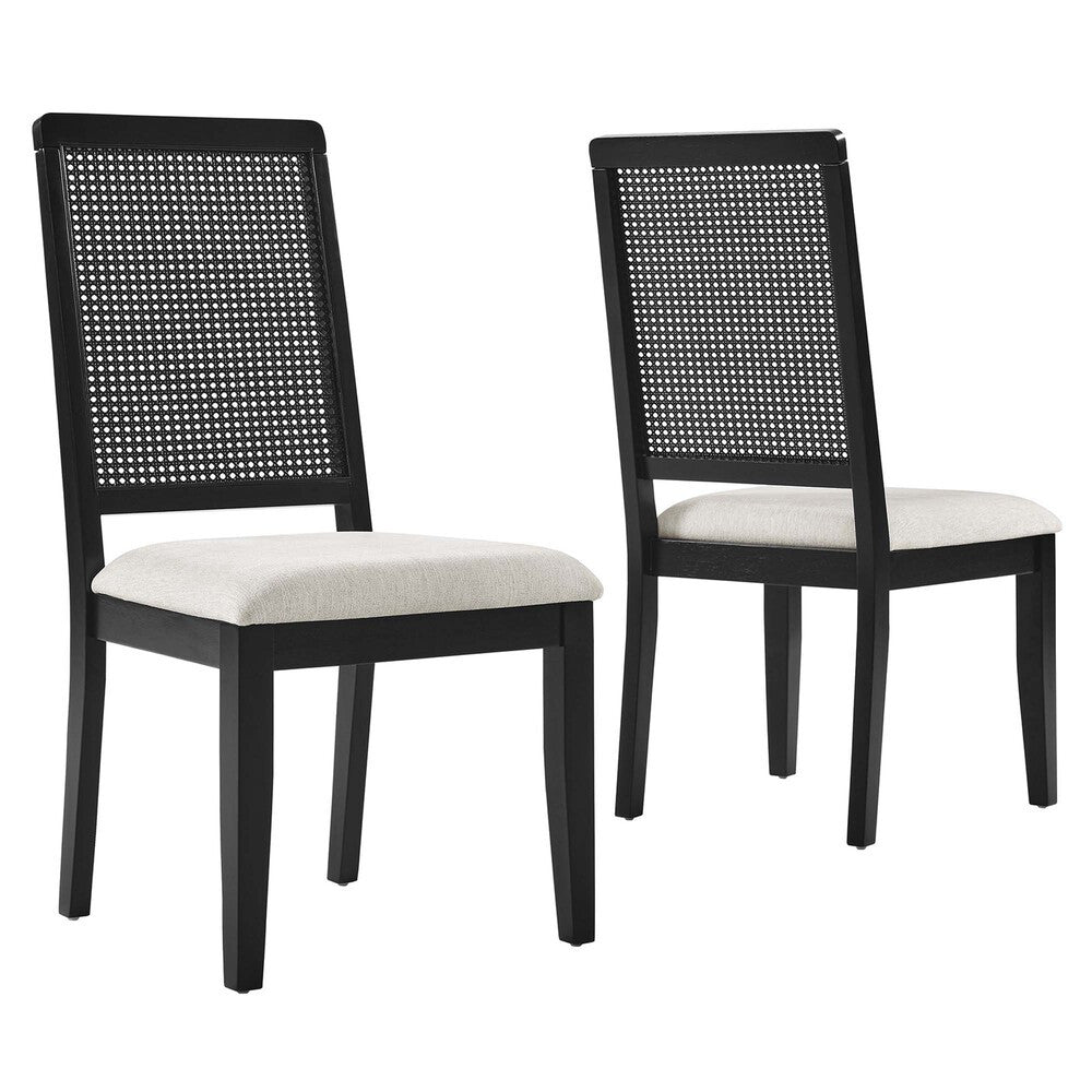 EEI-6803 Arlo Faux Rattan and Wood Dining Side Chairs Set of 2 by Modway