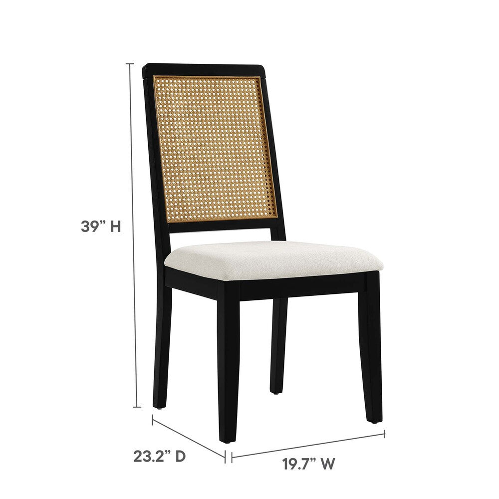 EEI-6803 Arlo Faux Rattan and Wood Dining Side Chairs Set of 2 by Modway