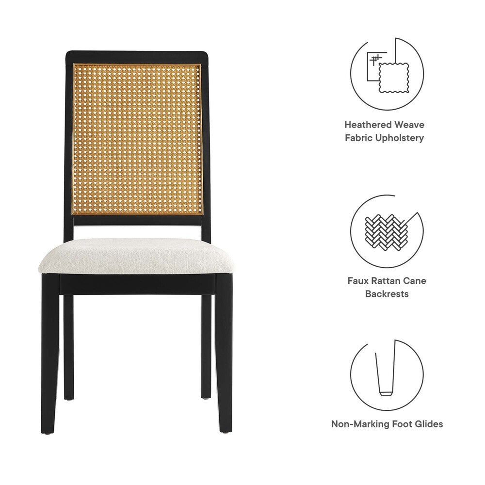 EEI-6803 Arlo Faux Rattan and Wood Dining Side Chairs Set of 2 by Modway