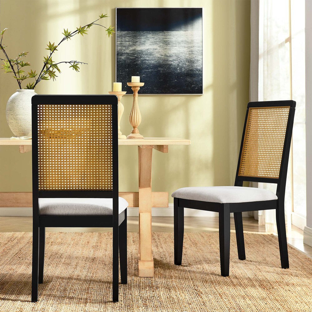 EEI-6803 Arlo Faux Rattan and Wood Dining Side Chairs Set of 2 by Modway