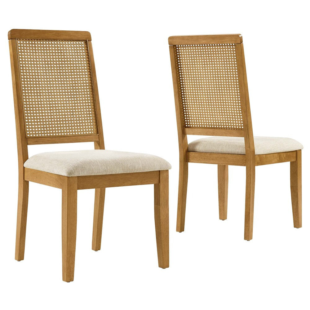 EEI-6803 Arlo Faux Rattan and Wood Dining Side Chairs Set of 2 by Modway