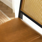 EEI-6802 Arlo Vegan Leather Upholstered Faux Rattan and Wood Dining Side Chairs Set of 2 by Modway