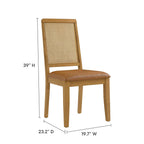 EEI-6802 Arlo Vegan Leather Upholstered Faux Rattan and Wood Dining Side Chairs Set of 2 by Modway