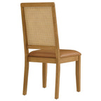 EEI-6802 Arlo Vegan Leather Upholstered Faux Rattan and Wood Dining Side Chairs Set of 2 by Modway