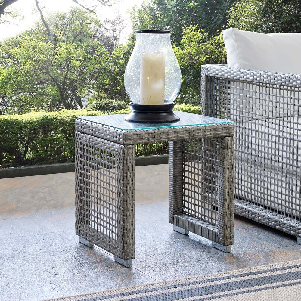 EEI-2922-GRY Aura Outdoor Patio Wicker Rattan Side Table by Modway