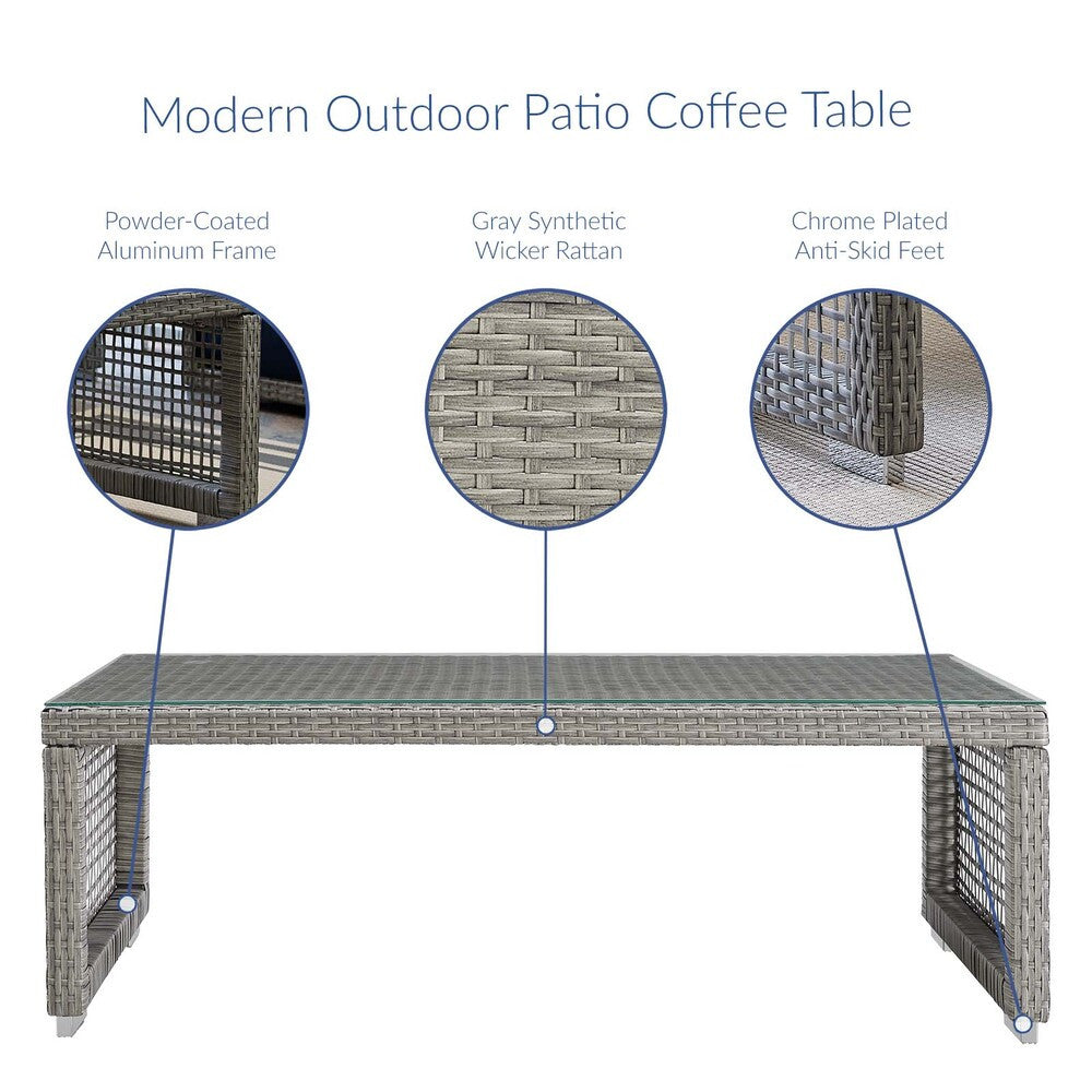 EEI-2919-GRY Aura Rattan Outdoor Patio Coffee Table by Modway