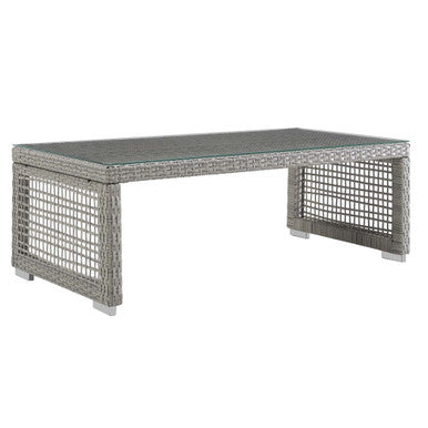 Modway EEI-2919-GRY Aura Rattan Outdoor Patio Coffee Table Gray
