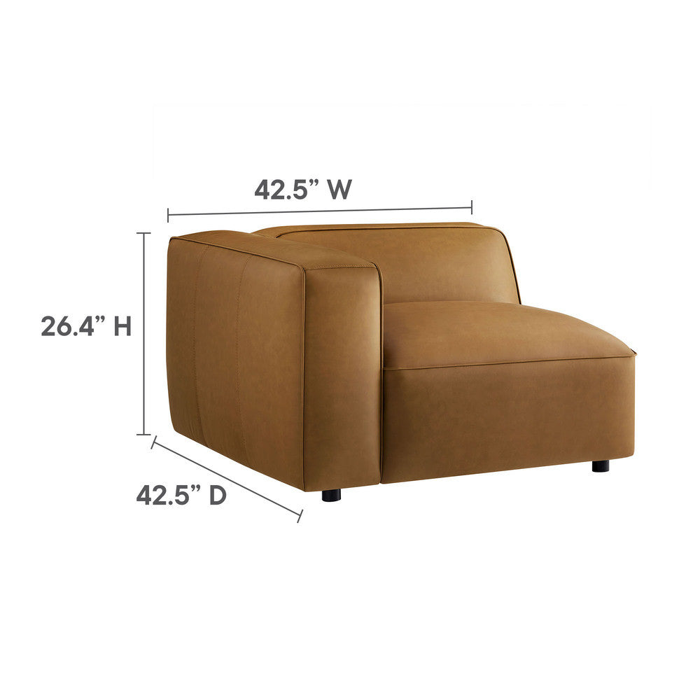 Modway Auren 3-Piece Upholstered Vegan Leather Modular Loveseat with Ottoman by Modway-EEI-7130