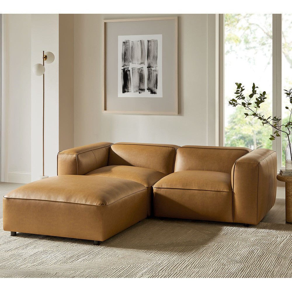 Modway Auren 3-Piece Upholstered Vegan Leather Modular Loveseat with Ottoman by Modway-EEI-7130
