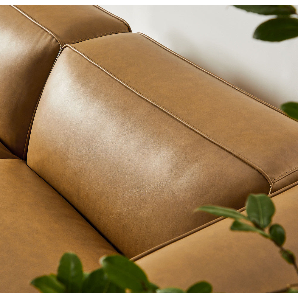 Modway Auren 3-Piece Upholstered Vegan Leather Modular Loveseat with Ottoman by Modway-EEI-7130
