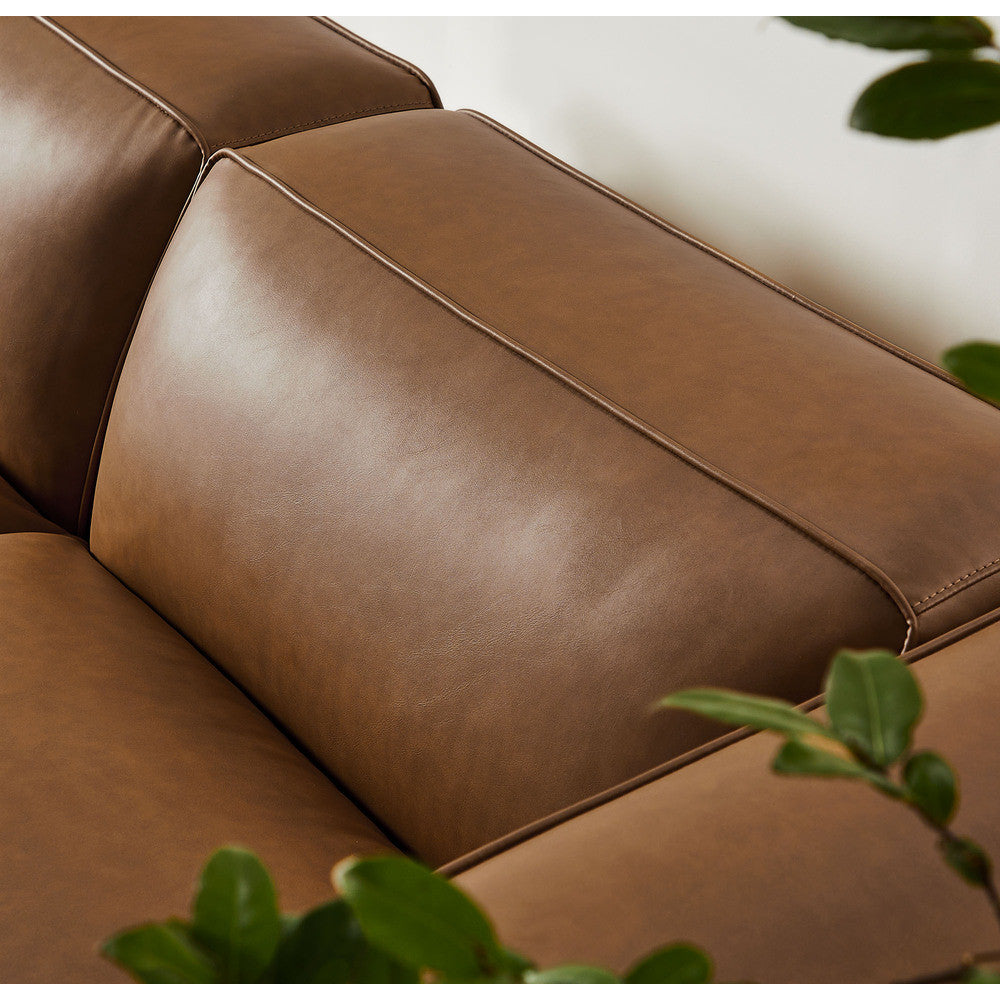 Modway Auren 3-Piece Upholstered Vegan Leather Modular Loveseat with Ottoman by Modway-EEI-7130