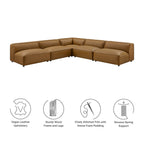 Modway Auren 5-Piece Upholstered Armless L-Shaped Vegan Leather Modular Sofa by Modway-EEI-7133
