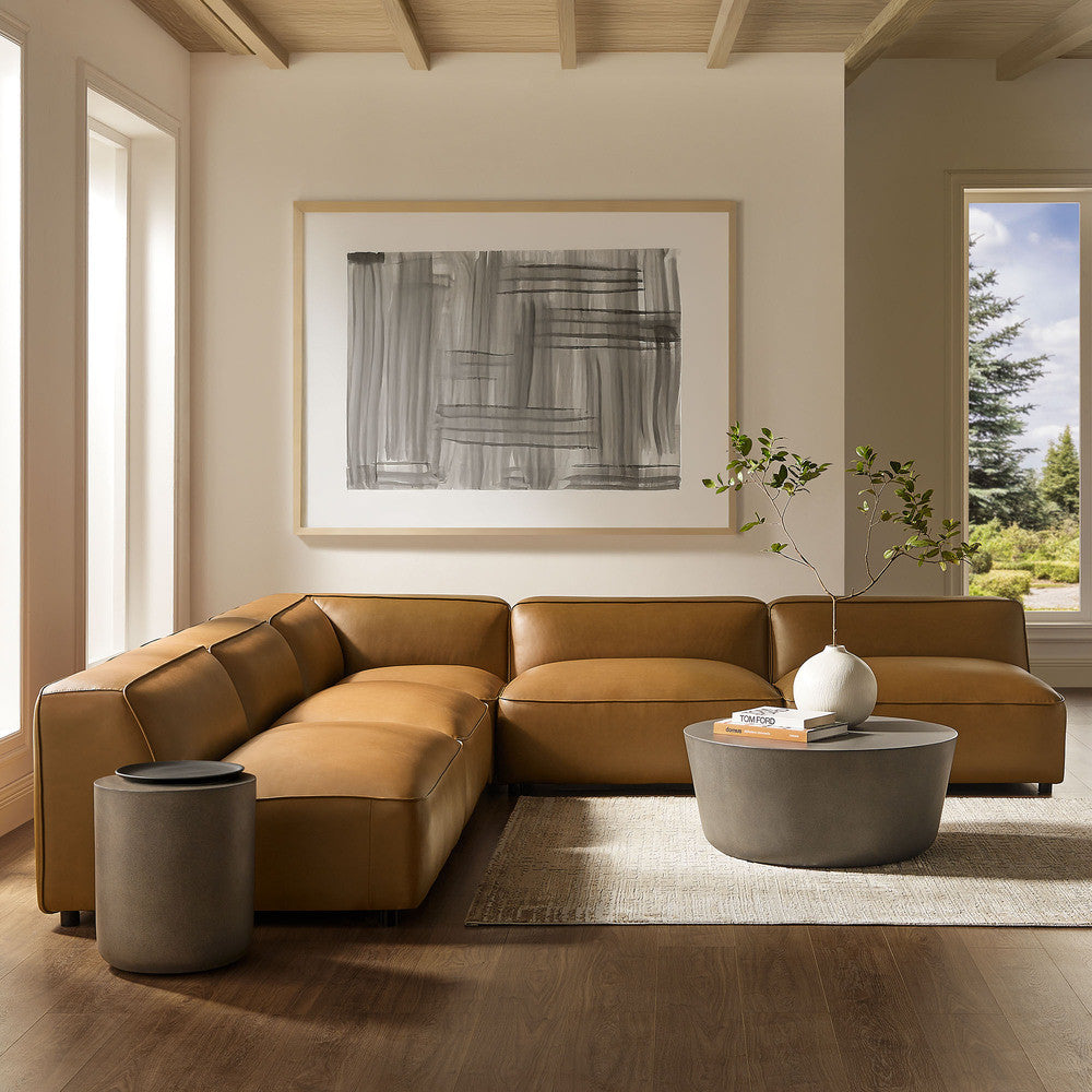 Modway Auren 5-Piece Upholstered Armless L-Shaped Vegan Leather Modular Sofa by Modway-EEI-7133