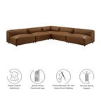 Modway Auren 5-Piece Upholstered Armless L-Shaped Vegan Leather Modular Sofa by Modway-EEI-7133
