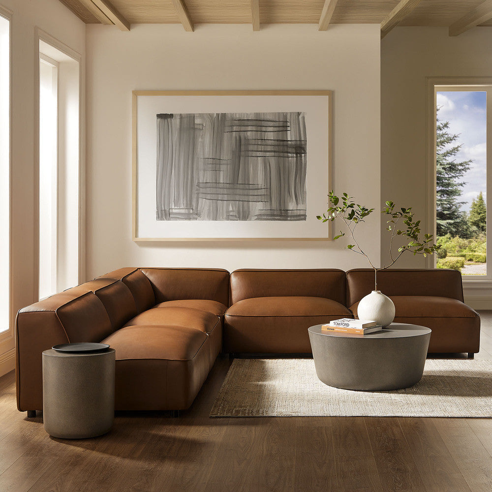 Modway Auren 5-Piece Upholstered Armless L-Shaped Vegan Leather Modular Sofa by Modway-EEI-7133