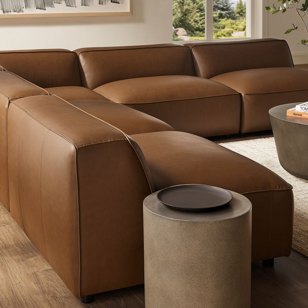 Modway Auren 5-Piece Upholstered Armless L-Shaped Vegan Leather Modular Sofa by Modway-EEI-7133