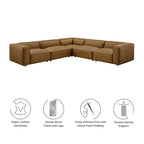 Modway Auren 5-Piece Upholstered Vegan Leather Modular L-Shaped Sofa by Modway-EEI-7129