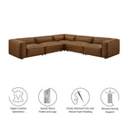 Modway Auren 5-Piece Upholstered Vegan Leather Modular L-Shaped Sofa by Modway-EEI-7129