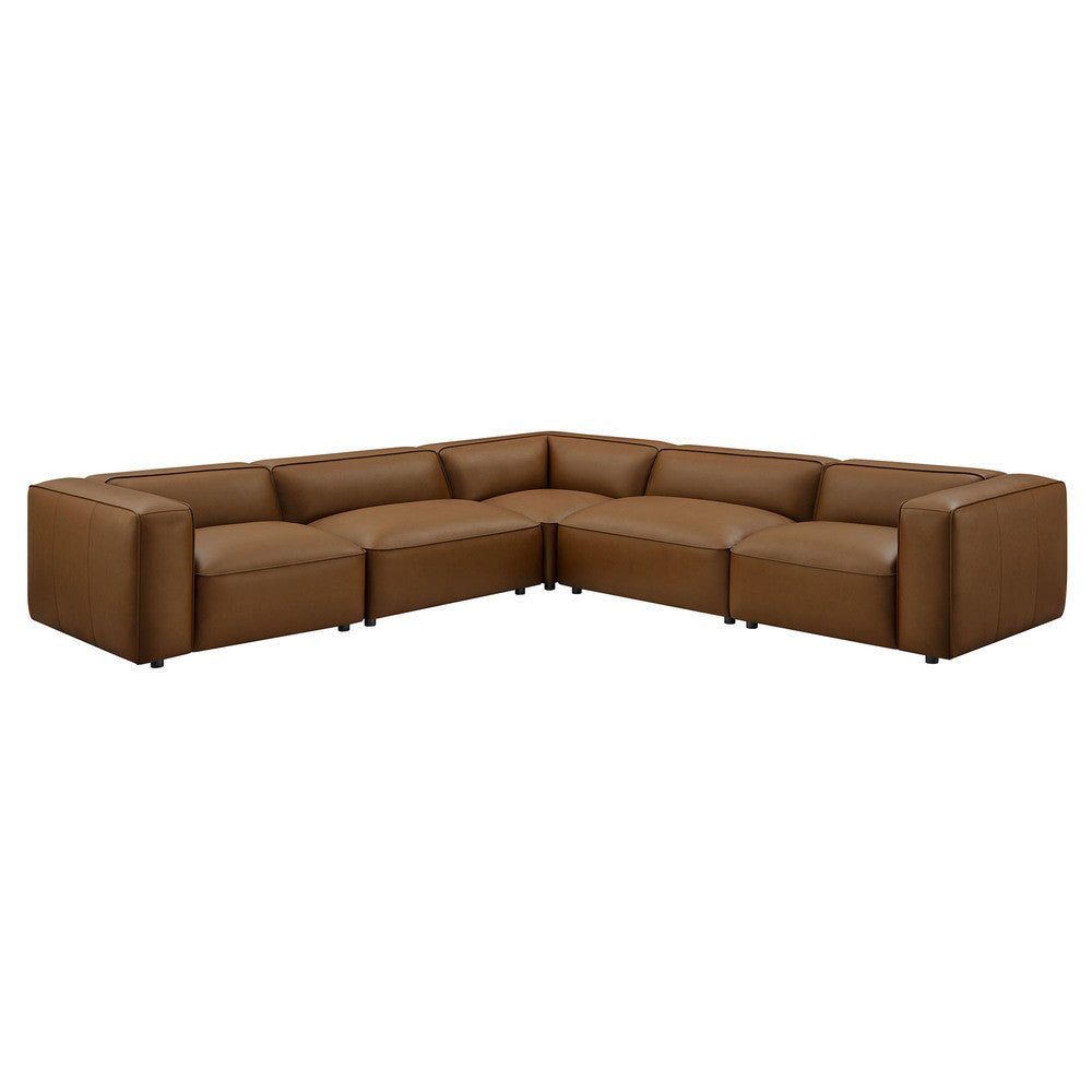 Modway Auren 5-Piece Upholstered Vegan Leather Modular L-Shaped Sofa by Modway-EEI-7129