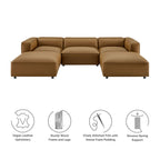 Modway Auren 5-Piece Upholstered Vegan Leather Modular U-Shaped Sofa by Modway-EEI-7131