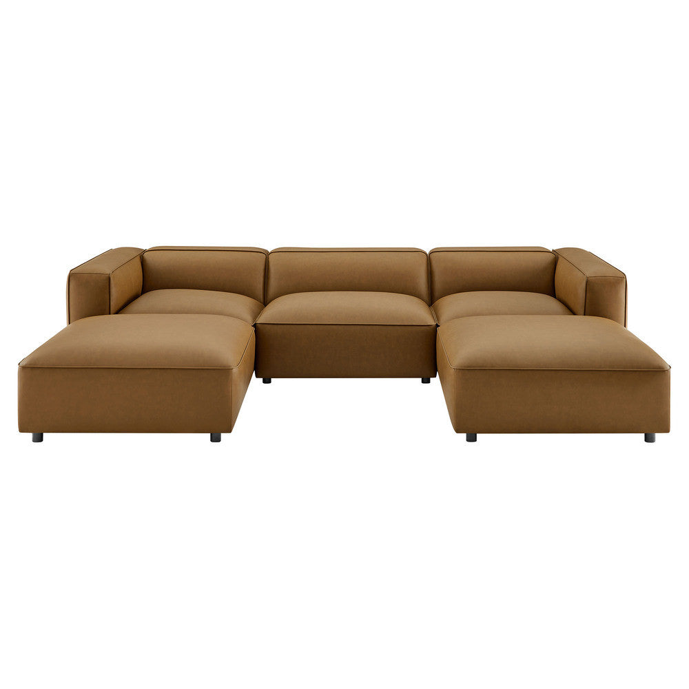 Modway Auren 5-Piece Upholstered Vegan Leather Modular U-Shaped Sofa by Modway-EEI-7131