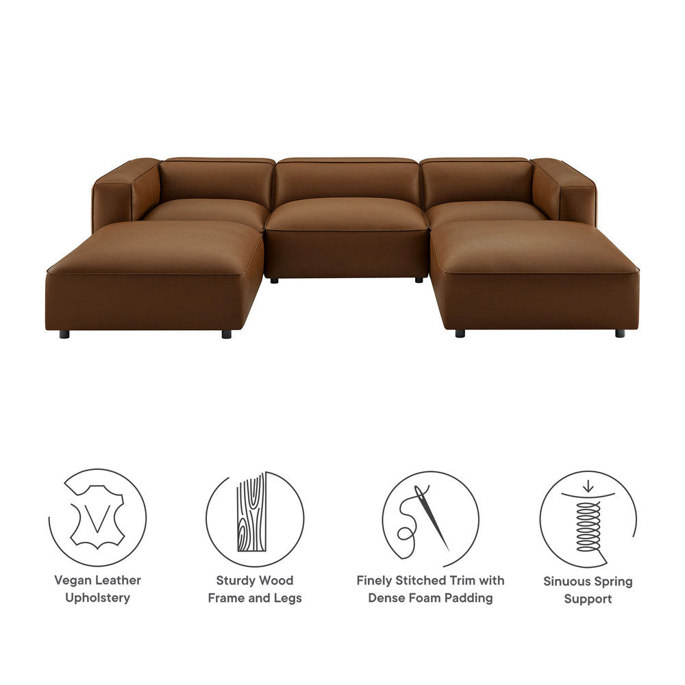 Modway Auren 5-Piece Upholstered Vegan Leather Modular U-Shaped Sofa by Modway-EEI-7131