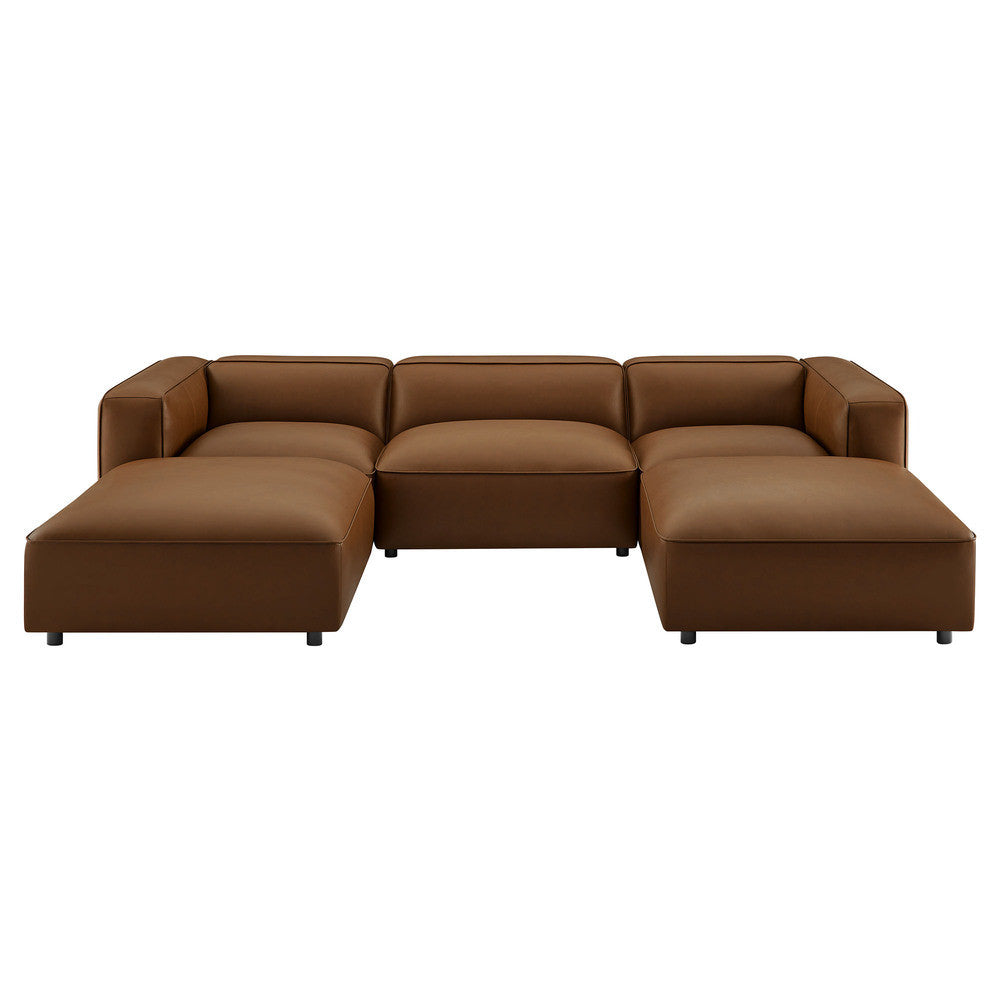 Modway Auren 5-Piece Upholstered Vegan Leather Modular U-Shaped Sofa by Modway-EEI-7131