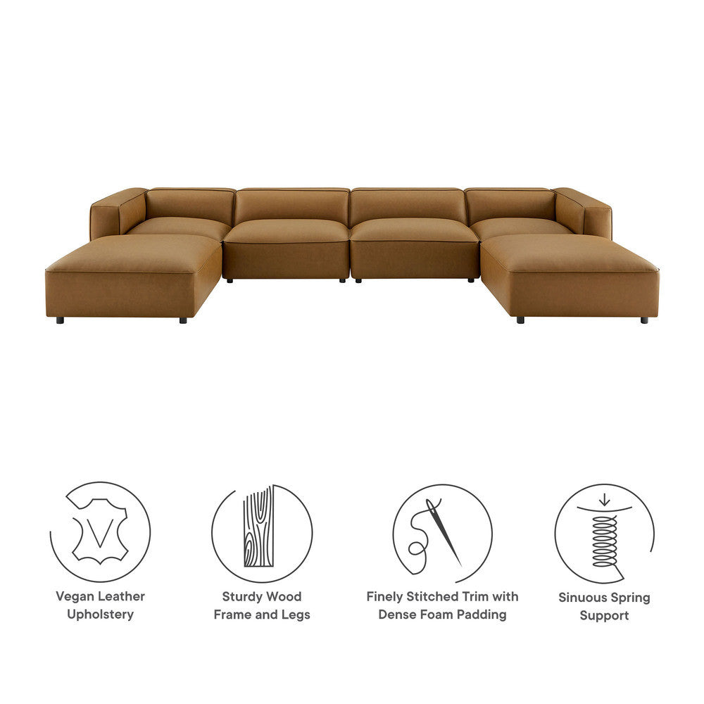 Modway Auren 6-Piece Upholstered Vegan Leather Modular Sofa by Modway-EEI-7134