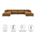 Modway Auren 6-Piece Upholstered Vegan Leather Modular Sofa by Modway-EEI-7134