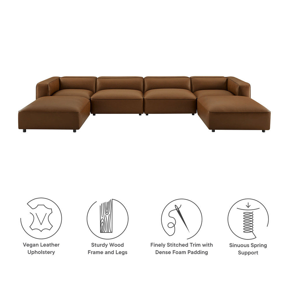 Modway Auren 6-Piece Upholstered Vegan Leather Modular Sofa by Modway-EEI-7134