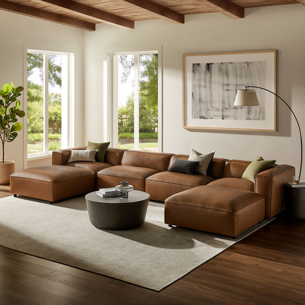 Modway Auren 6-Piece Upholstered Vegan Leather Modular Sofa by Modway-EEI-7134