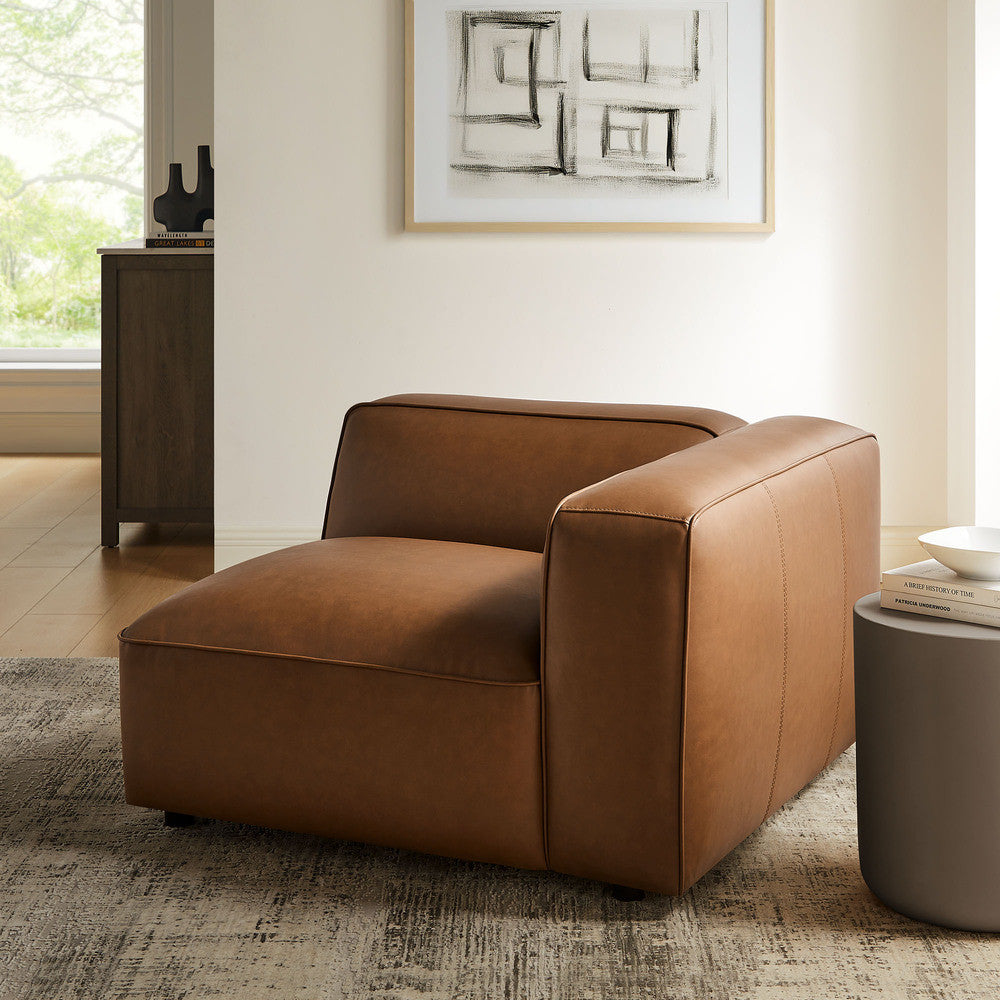 Modway Auren Upholstered Vegan Leather Modular Right Armchair by Modway-EEI-7122