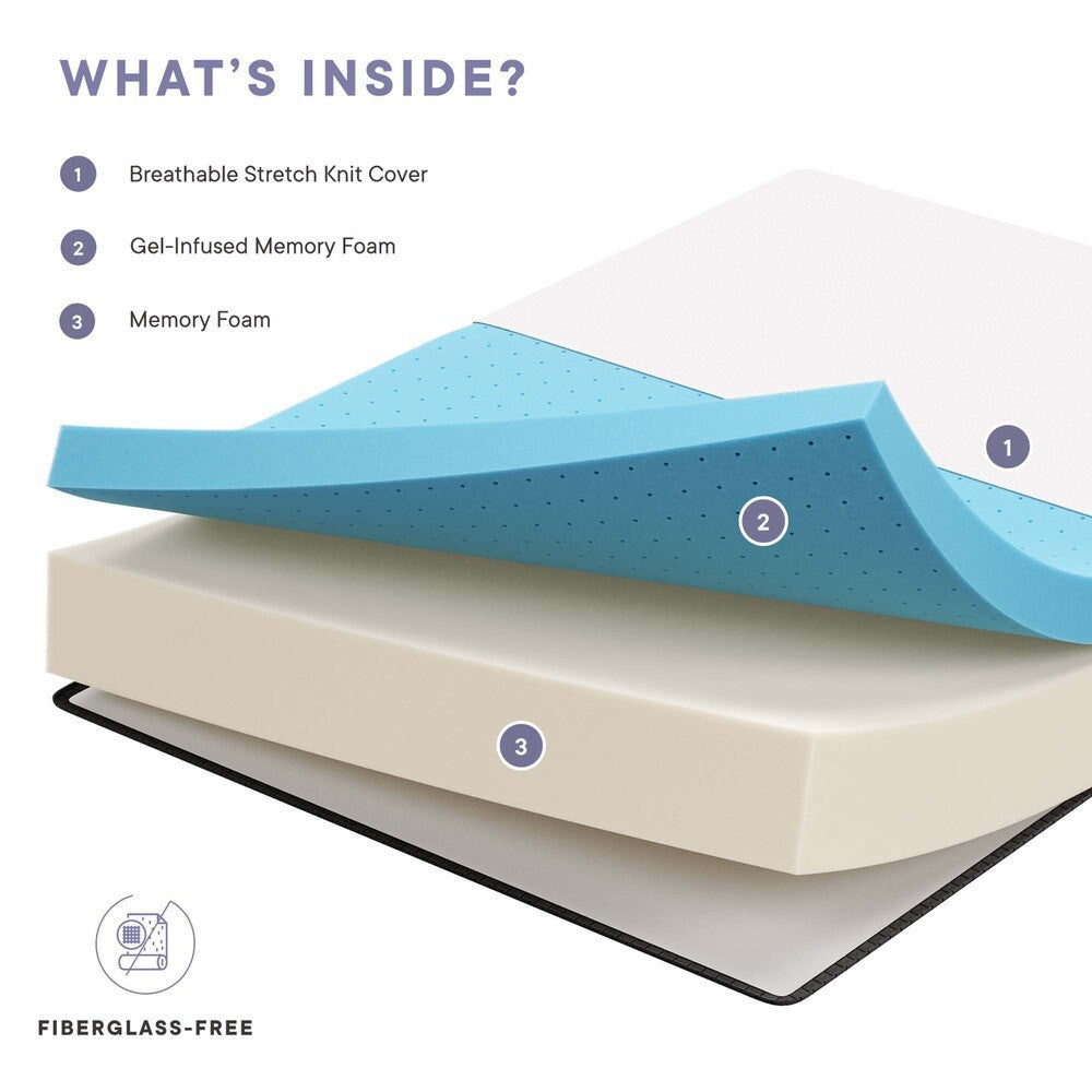 MOD-6598-WHI Aveline 12" Memory Foam Twin Mattress by Modway