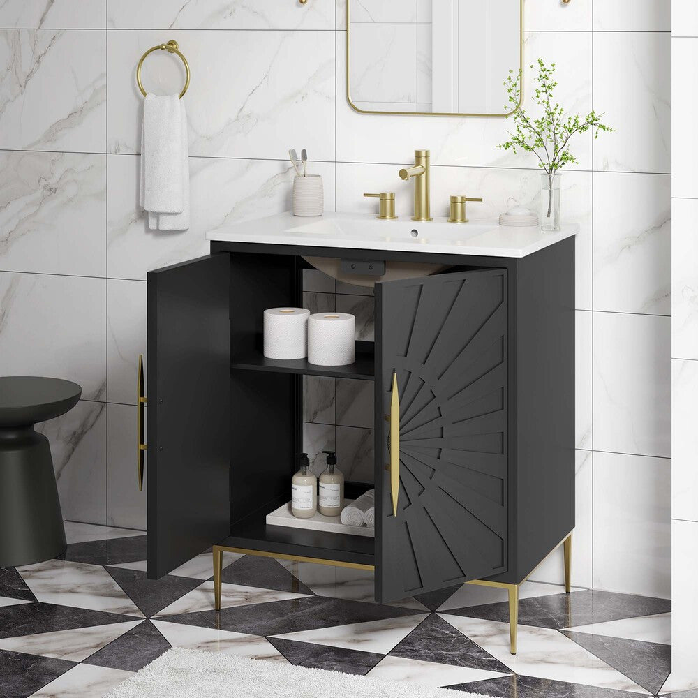 EEI-6293-WHI-BLK Awaken 30" Bathroom Vanity by Modway