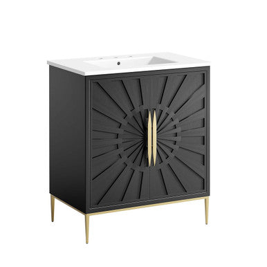 Modway EEI-6293-WHI-BLK Awaken 30" Bathroom Vanity White Black