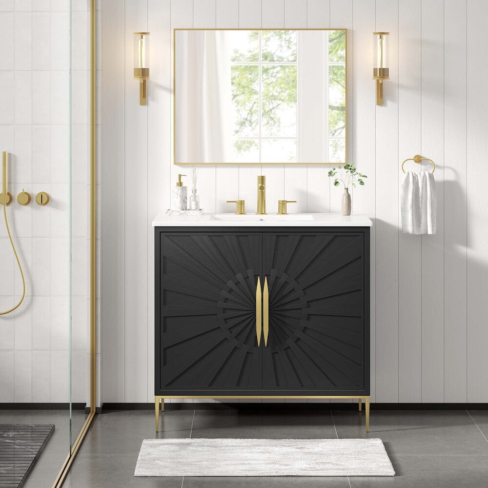 EEI-6297-WHI-BLK Awaken 36" Bathroom Vanity by Modway