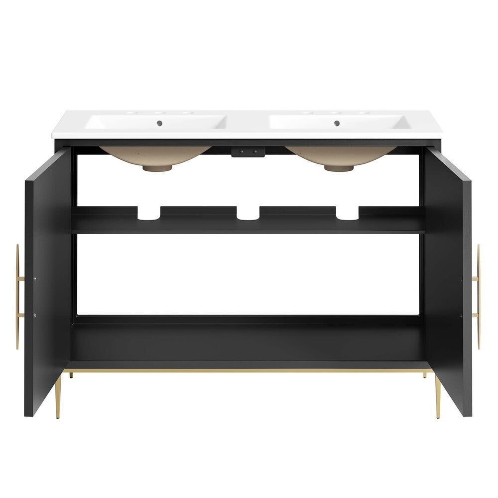 EEI-6305-WHI-BLK Awaken 48" Double Sink Bathroom Vanity by Modway