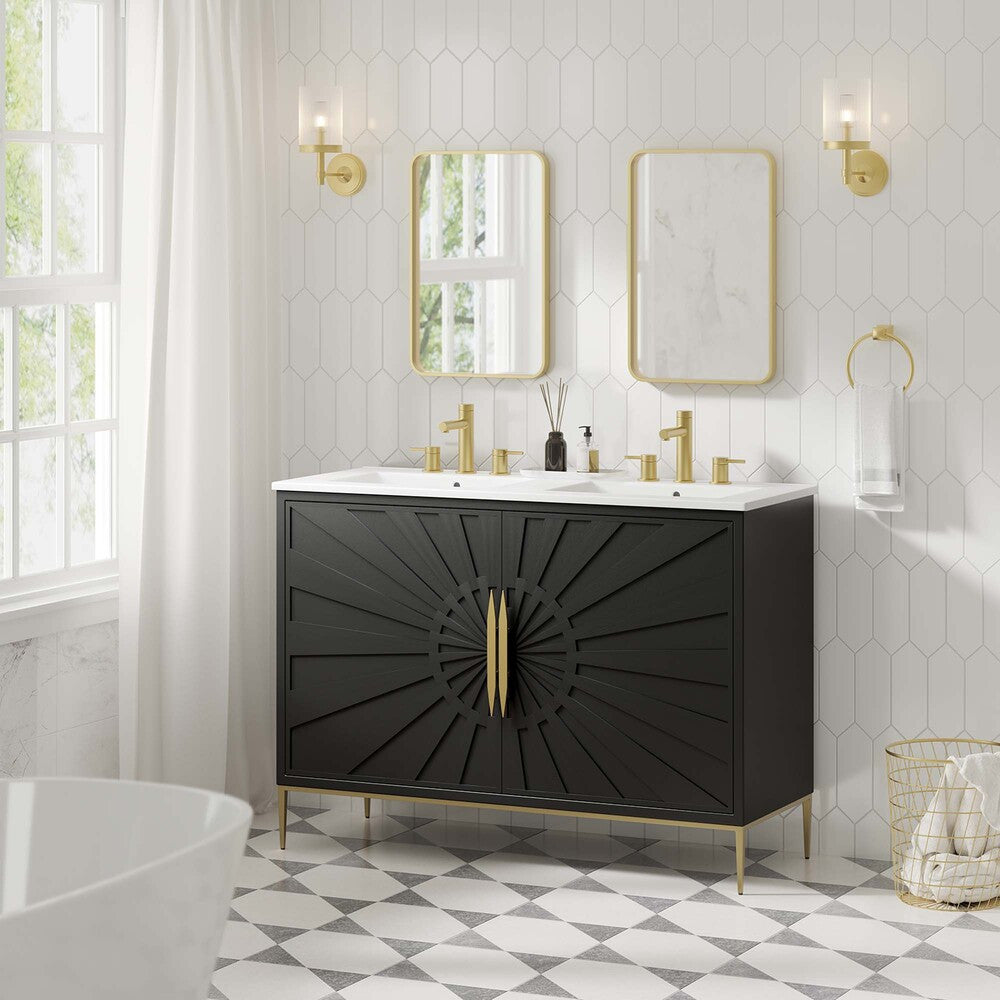 EEI-6305-WHI-BLK Awaken 48" Double Sink Bathroom Vanity by Modway